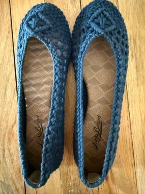 Lucky Brand Navy Crochet Knit Slip-On Flats